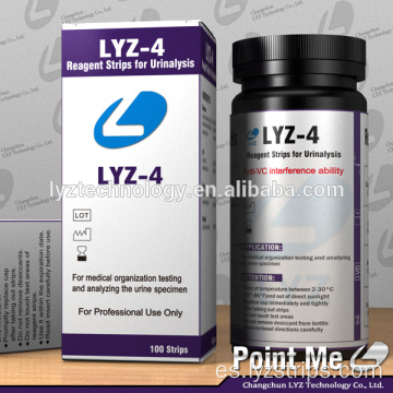 Tiras reactivas de reactivo de orina médica LYZ 4 parámetros
